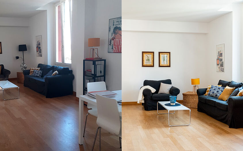 Prima e dopo: Appartamento Strada della Carità 8 Milano